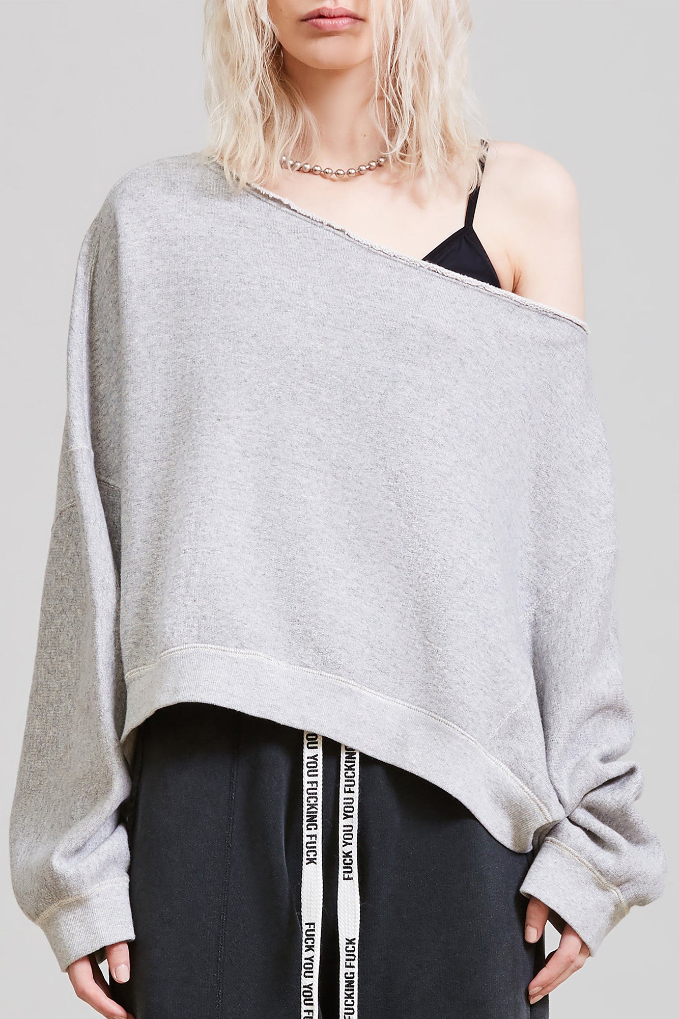 OFF SHOULDER PATTI SWEATSHIRT - HEATHER GREY