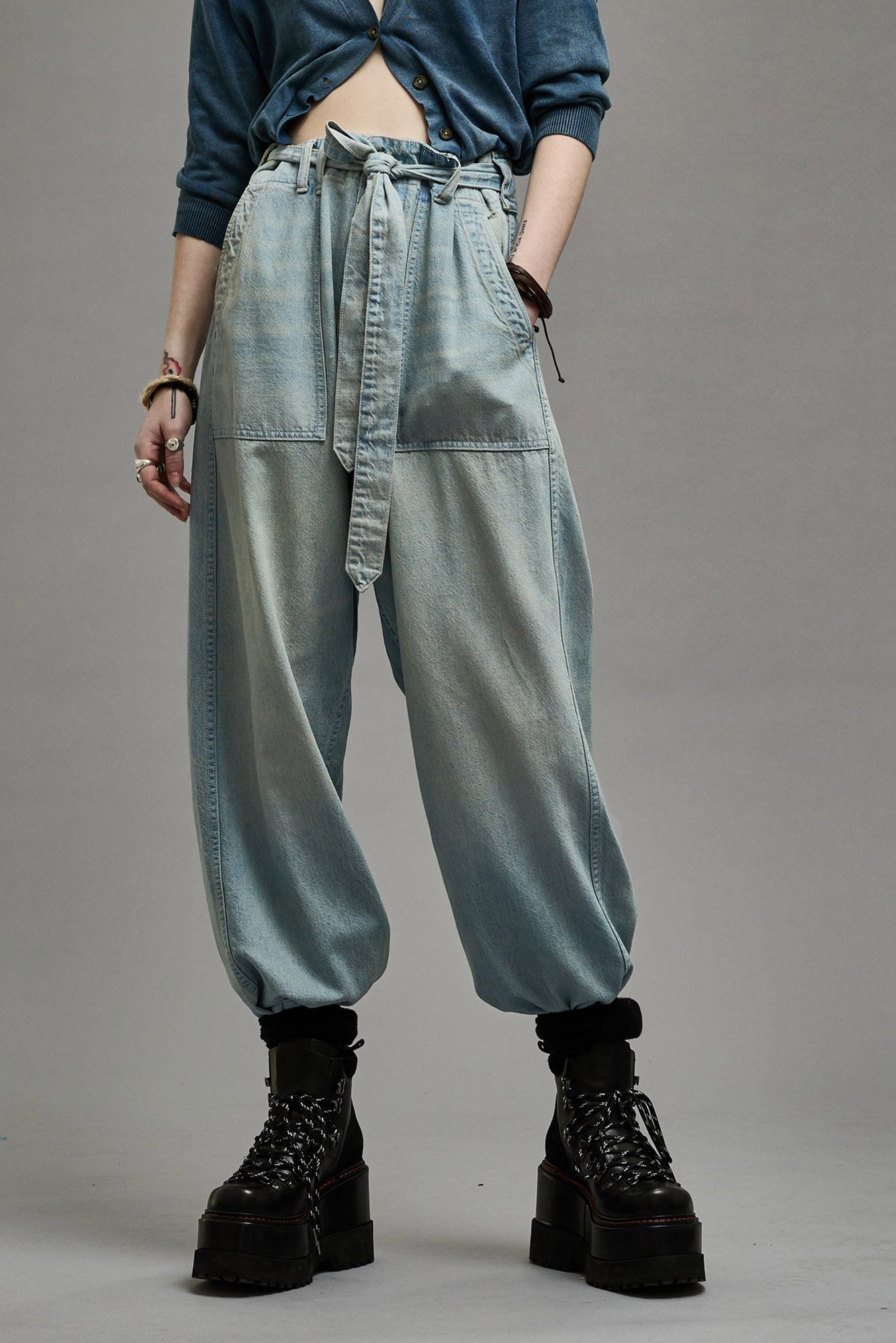 BELTED VENTI UTILITY PANT - LENNON BLUE