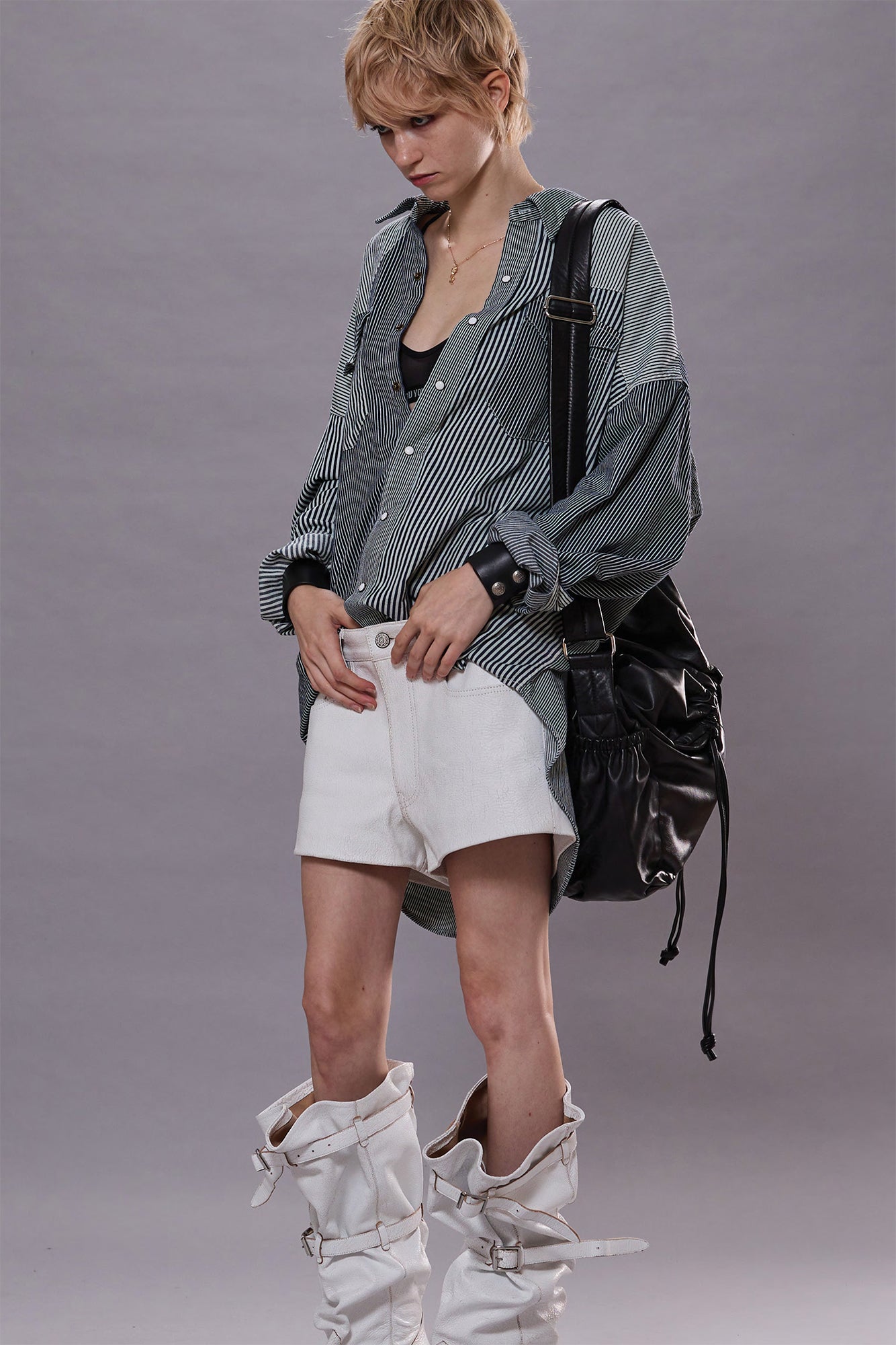 OVERSIZED COWBOY SHIRT - MULTI STRIPE RAILROAD