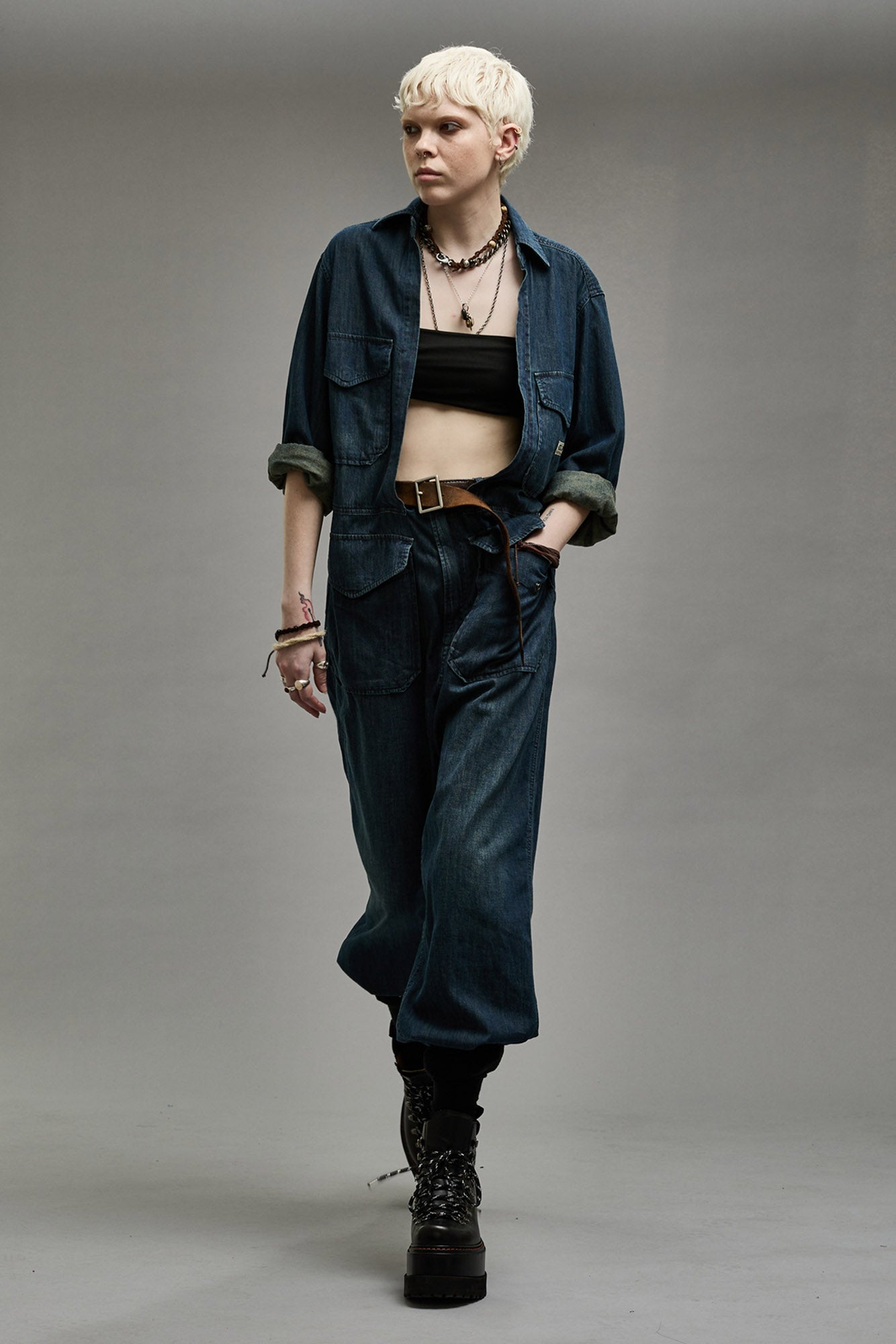 OPEN FRONT COVERALL - CARMEN INDIGO
