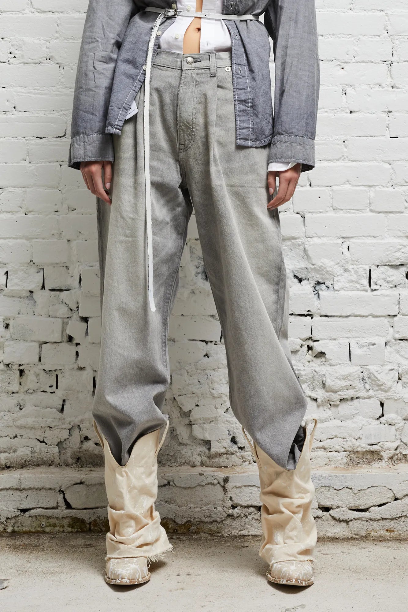 DAMON PLEATED WIDE LEG - WADE GREY