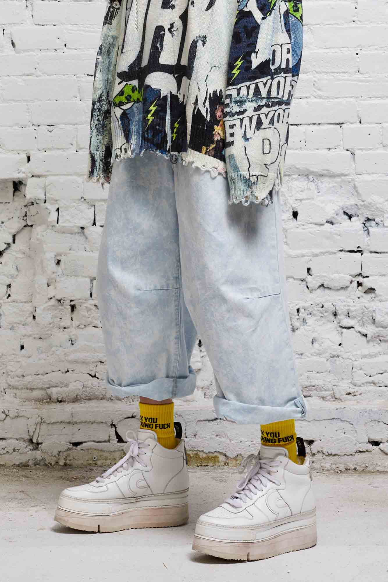 CROPPED WIDE LEG JEAN - CLOUDY BLUE