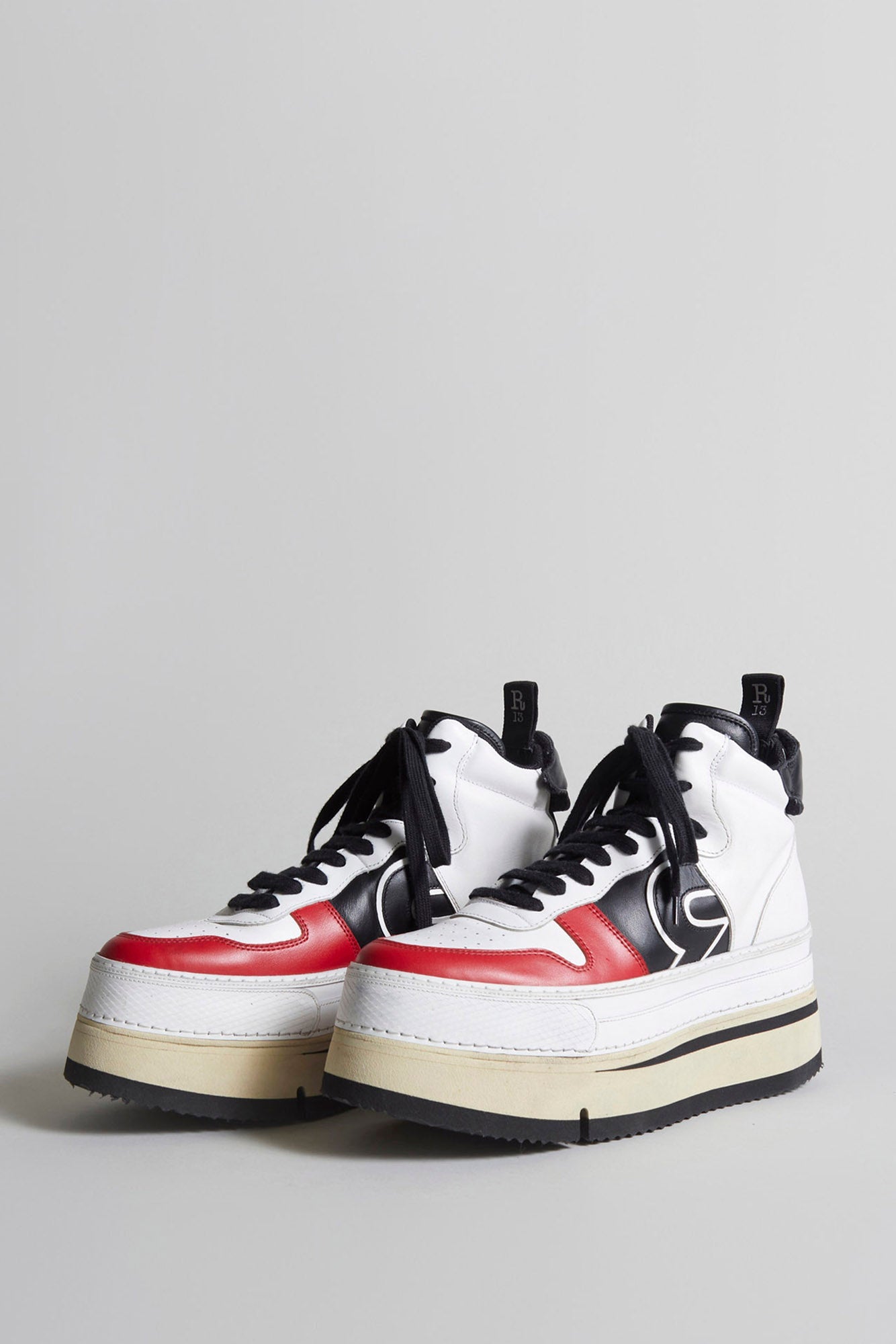 RIOT LEATHER HIGH TOP - SKATE WHITE AND RED