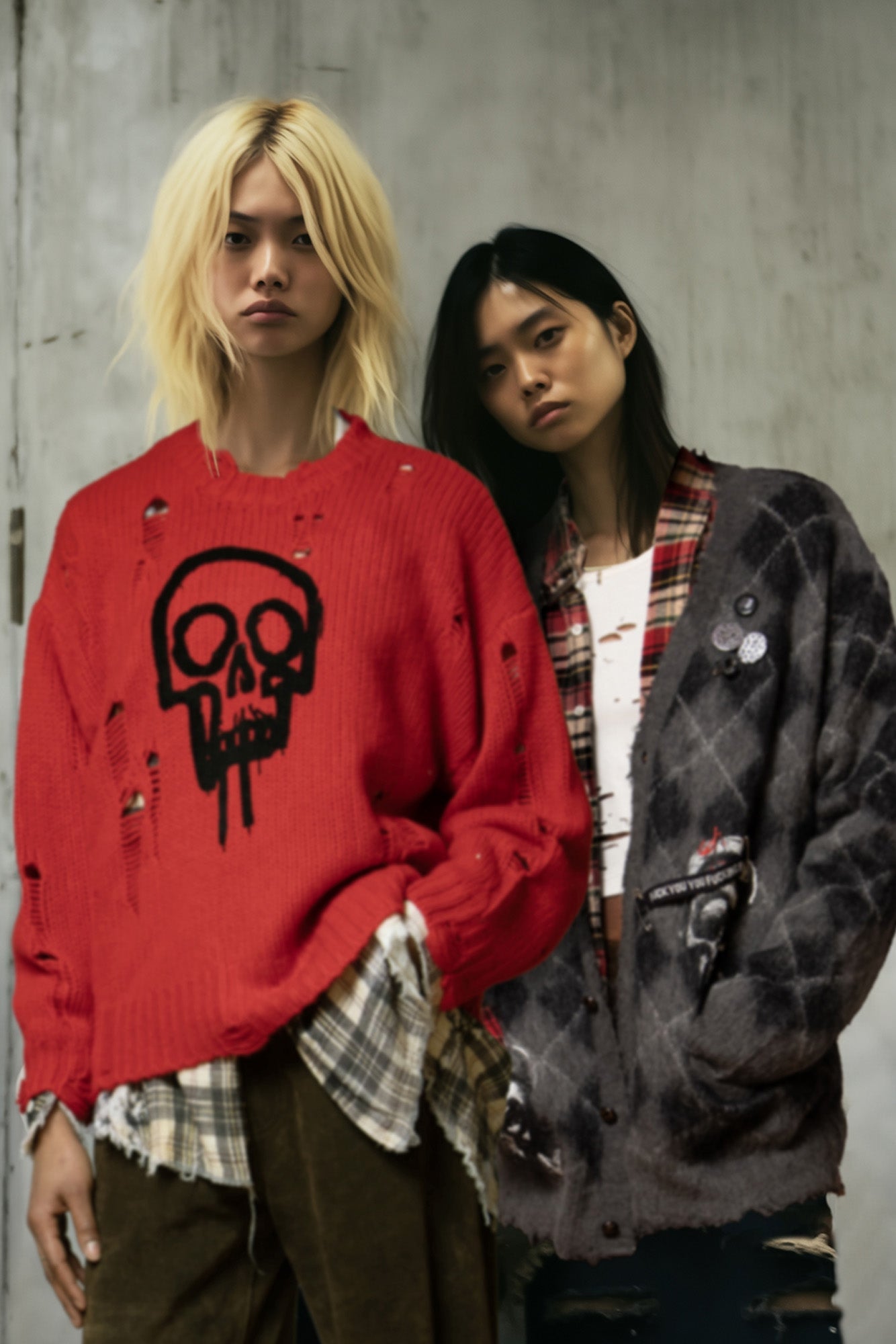 SKULL DRIP SWEATER - BRIGHT RED