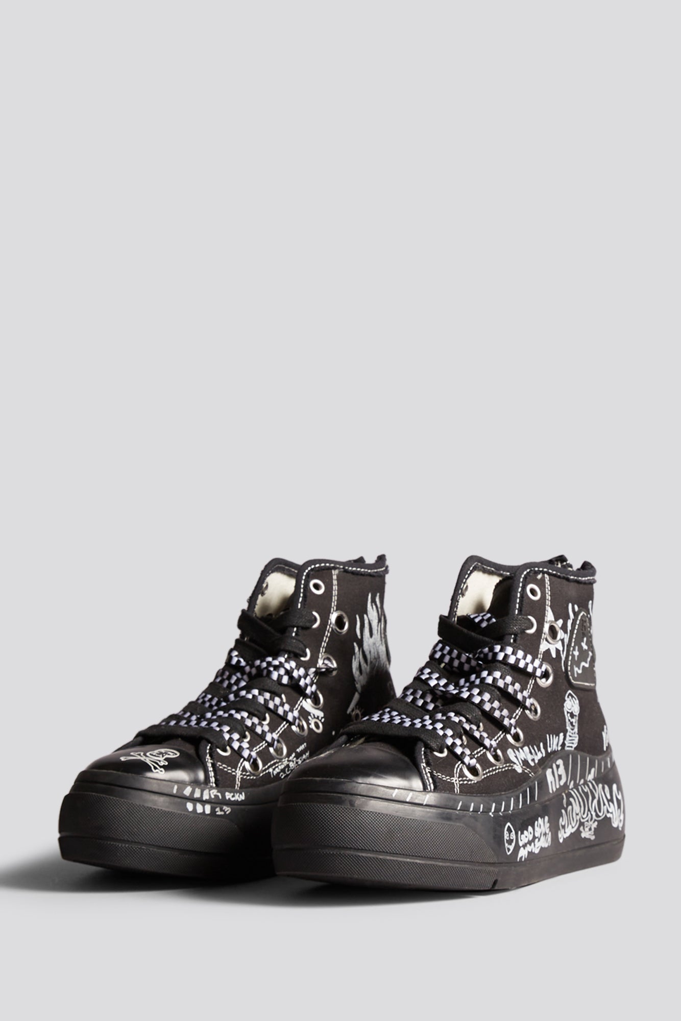DOUBLE GROMMET KURT HIGH TOP SNEAKER - BLACKOUT GRAFFITI