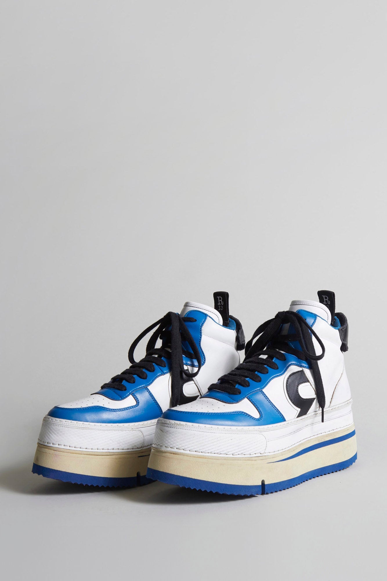 RIOT LEATHER HIGH TOP - SKATE WHITE & COBALT