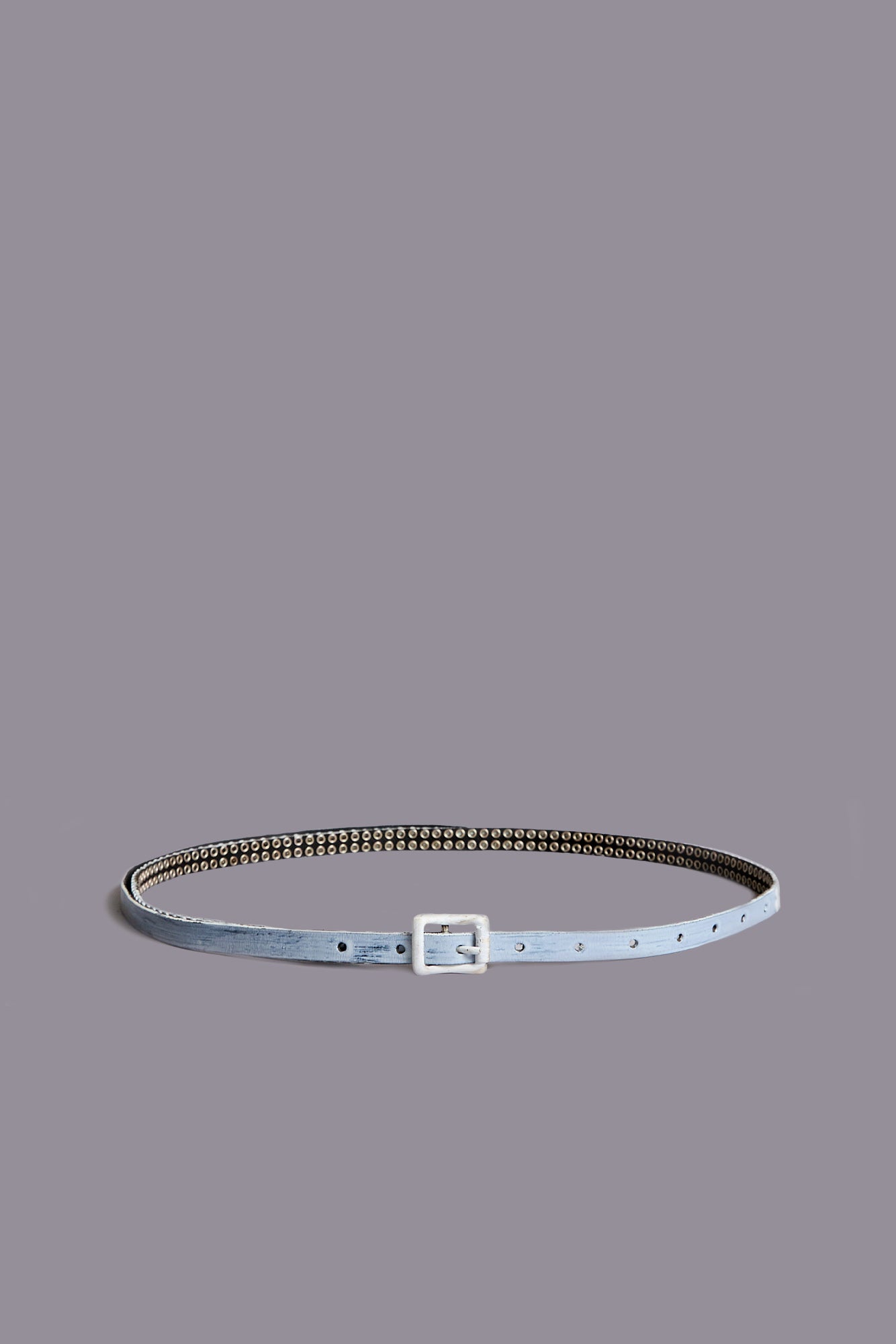 STUDDED R13 SKINNY BELT - PAINTED WHITE