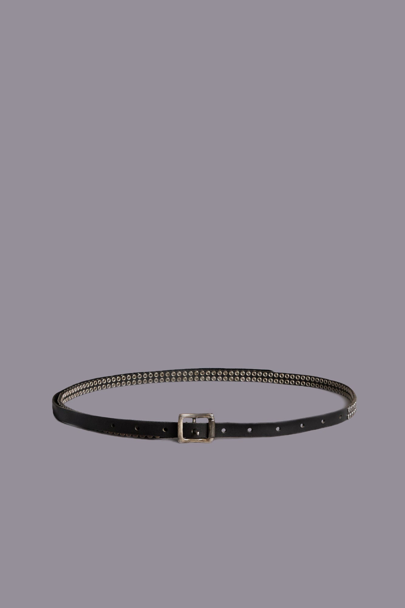 STUDDED R13 SKINNY BELT - BLACK