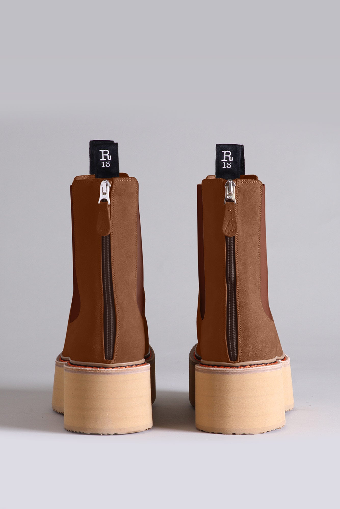 DOUBLE STACK CHELSEA BOOT - BROWN SUEDE