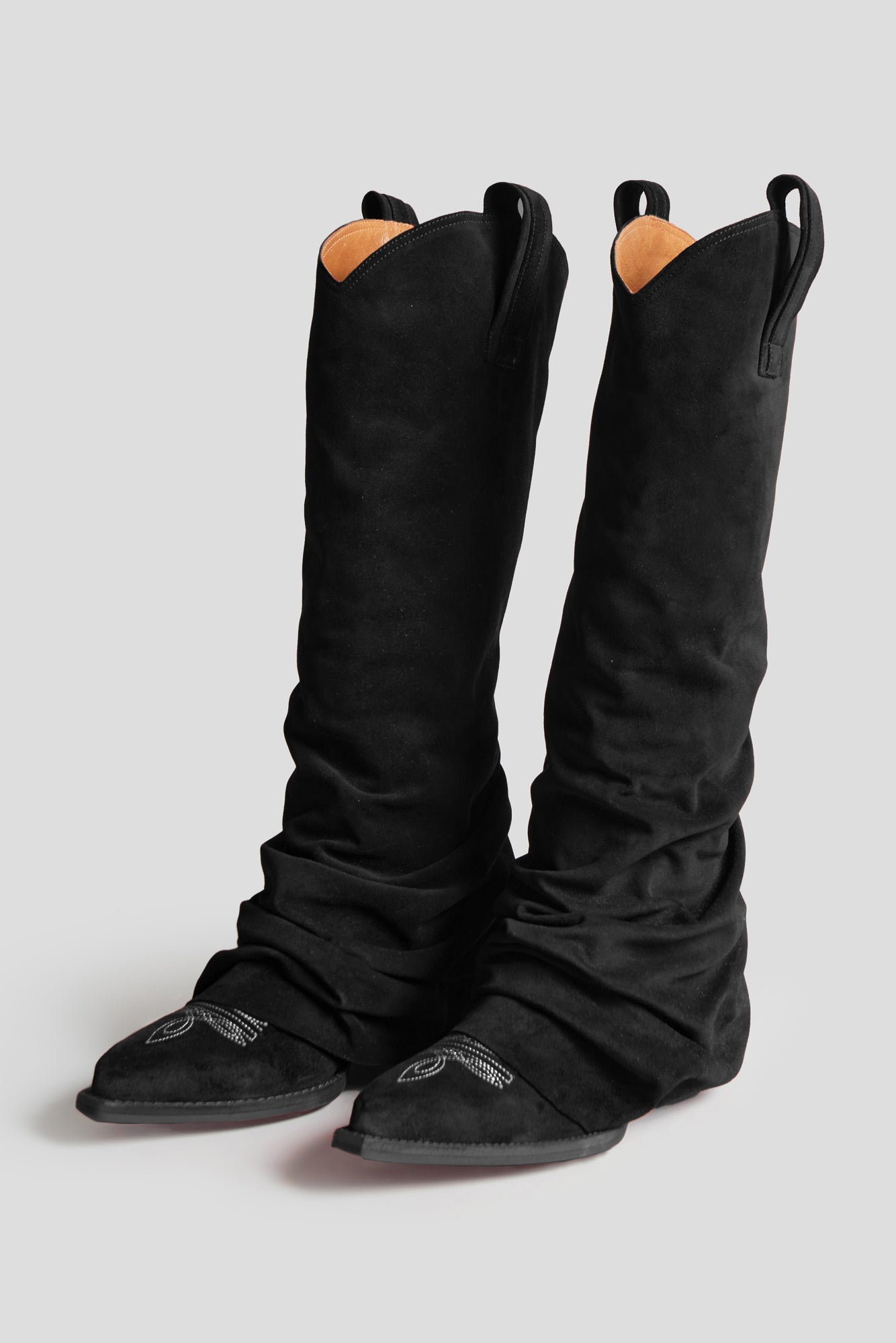 MID COWBOY BOOT - BLACK SUEDE